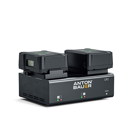 LP2 Dual V-Mount Charger - batteries mounted